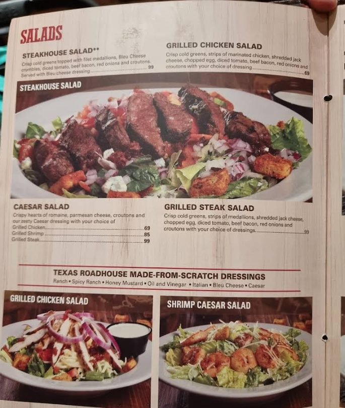 منيو مطعم تكساس رود هاوس في دبي مول